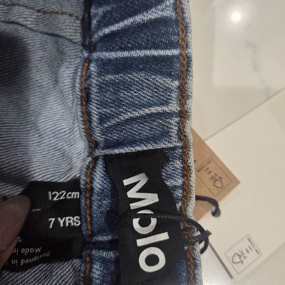 MOLO Girl's ALYNA Medium Blue Chambray Elasticized Waist Cargo Jeans, Sz 7 YRS - Picture 7 of 14